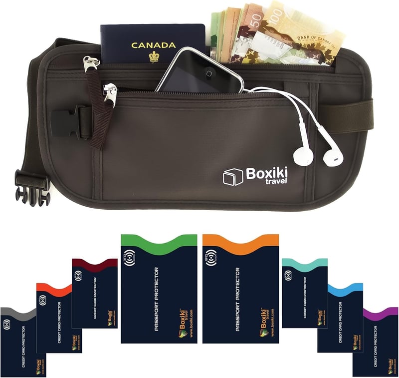 Boxiki Travel Pénzöv RFID Védelemmel - Utazási Övtáska és Kártyatartó Szett Készpénz és Okmányok Biztonságos Tárolásához, Barna, Unisex

AI: