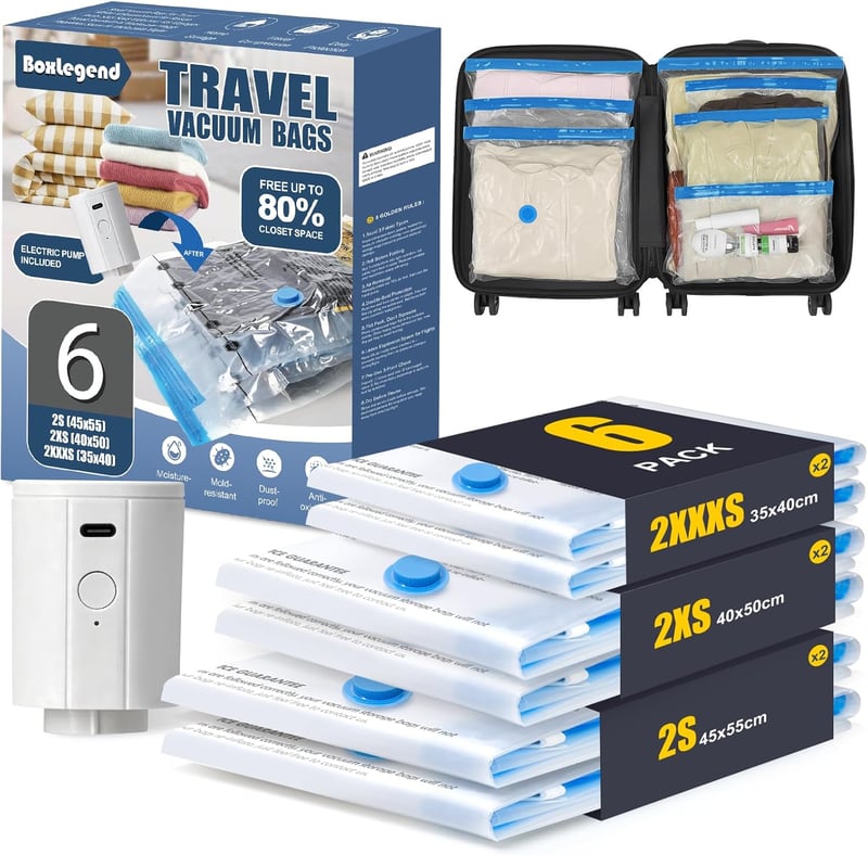 BoxLegend Vákuum Tárolósátor Szett Elektromos Pumpával 6db (2S+2XS+2XXS)