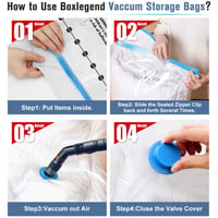 BoxLegend vákuové úložné vrecia, 6 ks, 70x50 cm, opakovane použiteľné vákuové vrecia na cestovanie, oblečenie, paplóny, vankúše, priehľadné 5