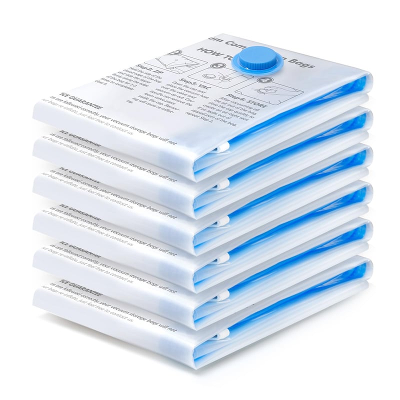 BoxLegend vákuové úložné vrecia, 6 ks, 70x50 cm, opakovane použiteľné vákuové vrecia na cestovanie, oblečenie, paplóny, vankúše, priehľadné