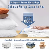 BoxLegend vákuové úložné vrecia, 6 ks, 70x50 cm, opakovane použiteľné vákuové vrecia na cestovanie, oblečenie, paplóny, vankúše, priehľadné 9