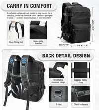 BOXSAM Ryanair Vákuum Hátizsák, Kézipoggyász, Utazási Backpack, Vízálló, 40x30x25cm 6