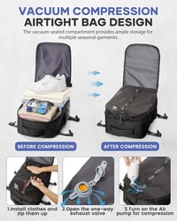 BOXSAM Vákuumzáras Hátizsák Ryanair Kézipoggyász 40x20x25 cm Fekete Utazótáska Repülőgép Kompatibilis Túrahátizsák 3