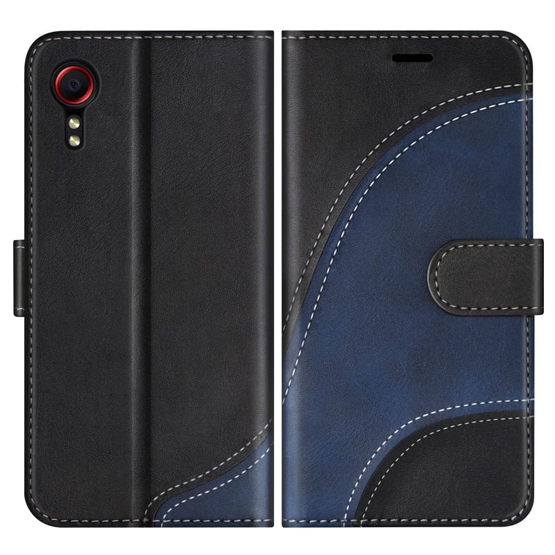 Puzdro na mobil BoxTii Flip pre Samsung Galaxy Xcover 5, ochranný kryt z PU kože s priehradkou na karty a magnetickým zatváraním, čierne