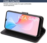 BoxTii Vivo Y21 / Y21S / Y33S PU bőr flip tok kártyatartóval, mágneses zárral - fekete 3