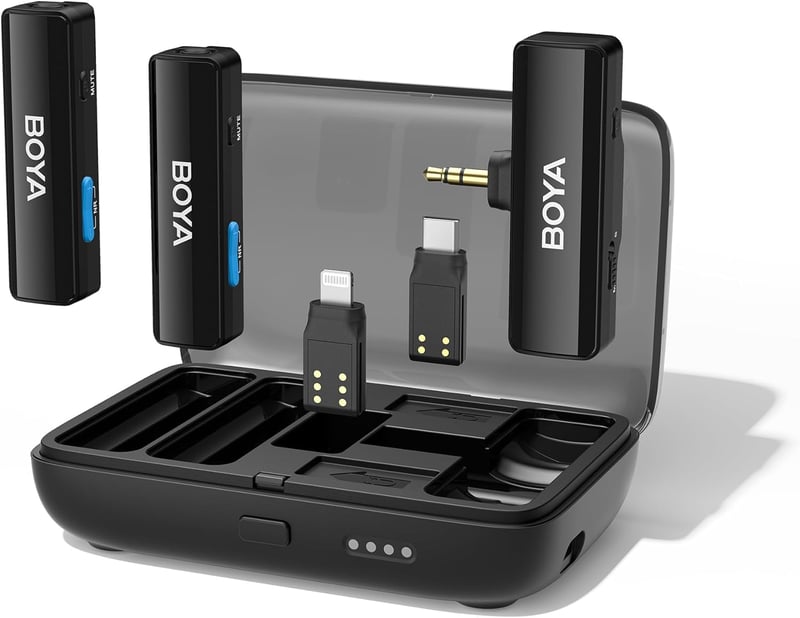 BOYA Boyalink 2.4GHz vezeték nélküli nyakpántos mikrofon USB-C Android iPhone-hoz - black