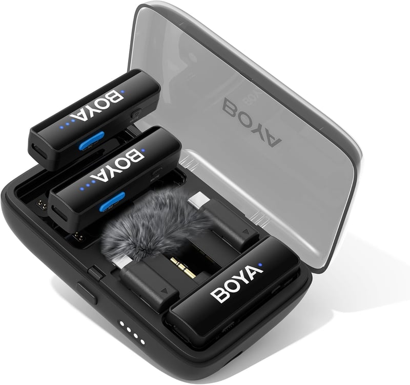 BOYA Boyalink 2.4GHz vezeték nélküli nyakpántos mikrofon USB-C Android iPhone-hoz - black