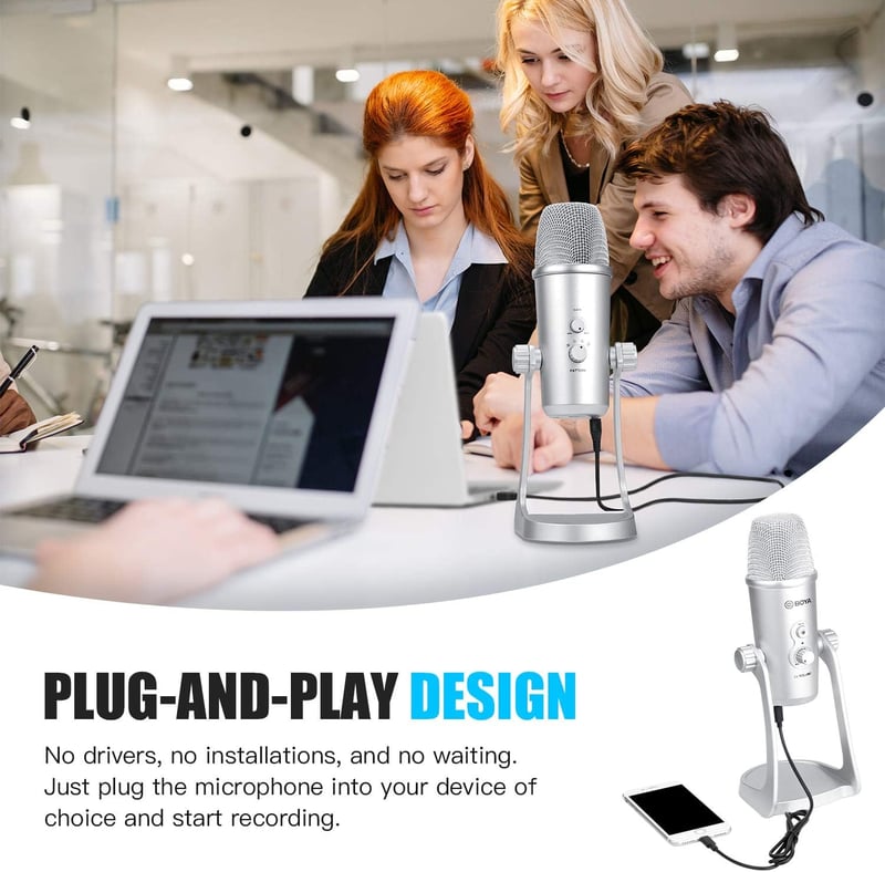 BOYA BY-PM700SP USB Kondenzátor Mikrofon iOS Android Windows Mac Felvételhez