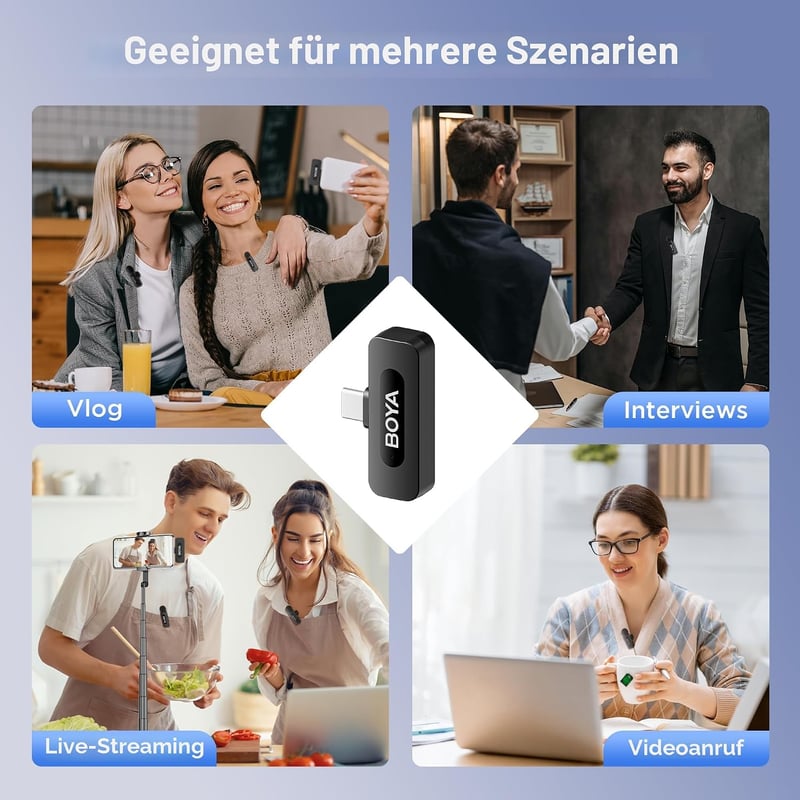 BOYA BY-V10 USB-C Vezeték nélküli Nyakpántos Mikrofon Android iPhone PC-hez