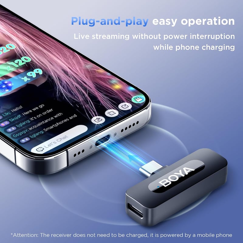 BOYA BY-V10 USB-C Vezeték nélküli Nyakpántos Mikrofon Android iPhone PC-hez
