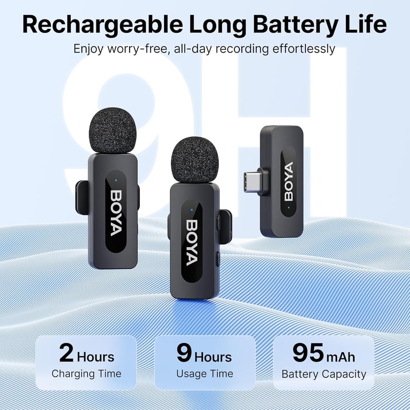 BOYA BY-V20 USB-C Vezeték Nélküli Lavalier Mikrofon Android PC-hez, 100m Hatótáv - BY-V20 (USB-C)