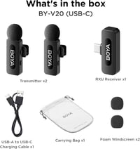 BOYA BY-V20 USB-C Vezeték Nélküli Lavalier Mikrofon Android PC-hez, 100m Hatótáv - BY-V20 (USB-C) 8