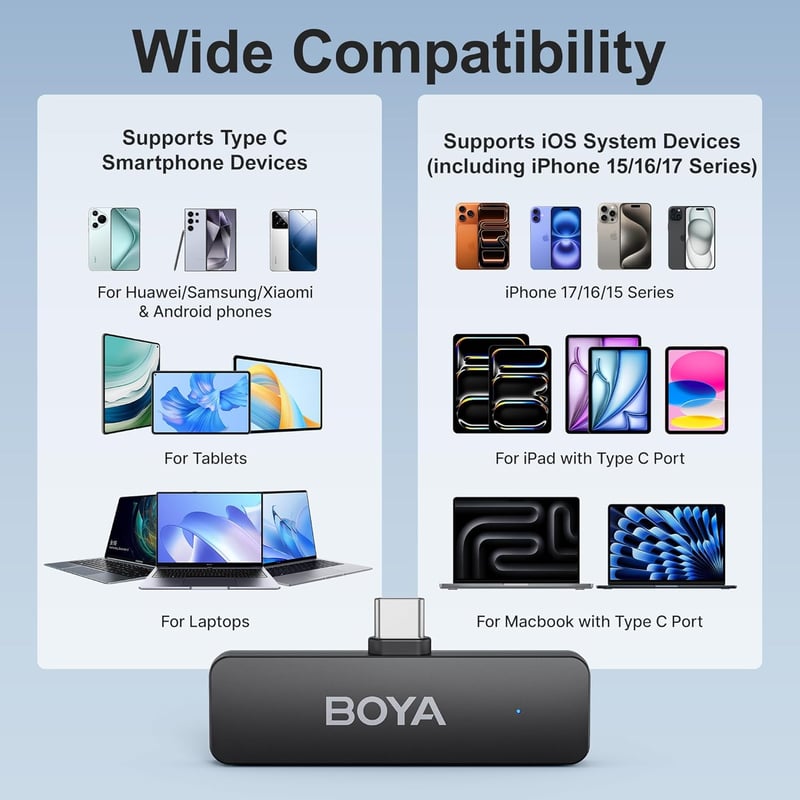 BOYA BY-V4U Vezeték nélküli Nyakpántos Mikrofon iPhone Android USB-C Telefonhoz