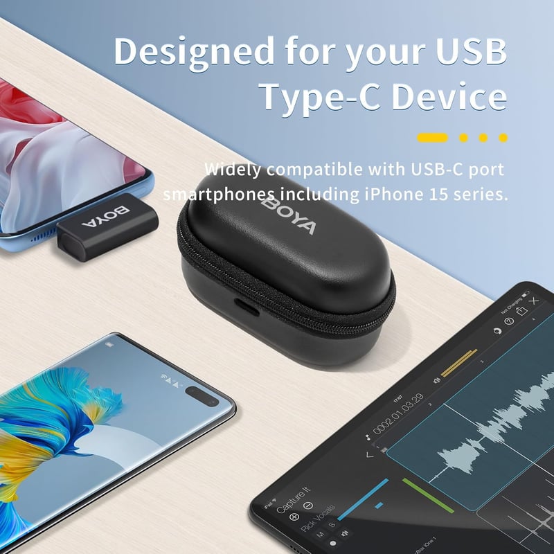 BOYA OMIC-U Vezeték nélküli Nyakpántos Mikrofon USB-C Android iPhone iPad Vloghoz Podcasthoz
