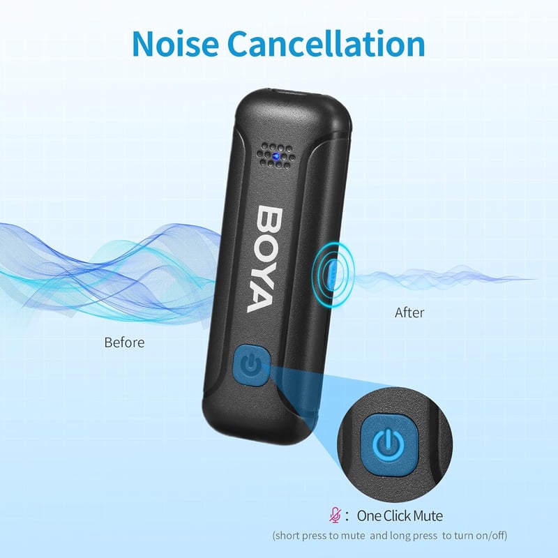 BOYA Wireless Lavalier mikrofon iPhone-hoz, zajcsökkentéssel, vloghoz és videózáshoz - BY-WM3T-D2 (Lightning)