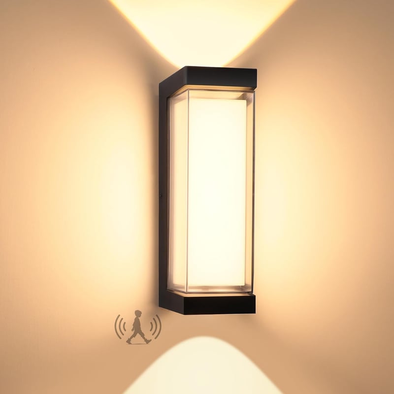BOYIR 24W LED Fali Lámpa Mozgásérzékelővel, IP65, 3000K Meleg Fehér, Kültéri Beltéri