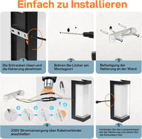 BOYIR 24W LED Fali Lámpa Mozgásérzékelővel, IP65, 3000K Meleg Fehér, Kültéri Beltéri 7