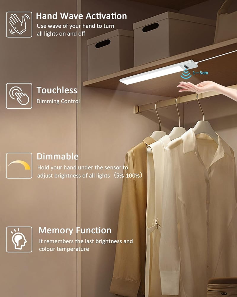 BOYIR 30cm Dimmable LED Szalag Érzékelővel 3 Szín Konyhai Munkalapvilágítás