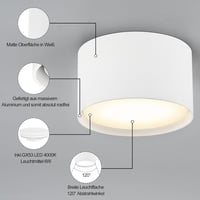BOYIR LED Beépíthető Spotlámpa GX53 6W Meleg Fehér 3000K Kerek Alumínium Mennyezeti Lámpa 3