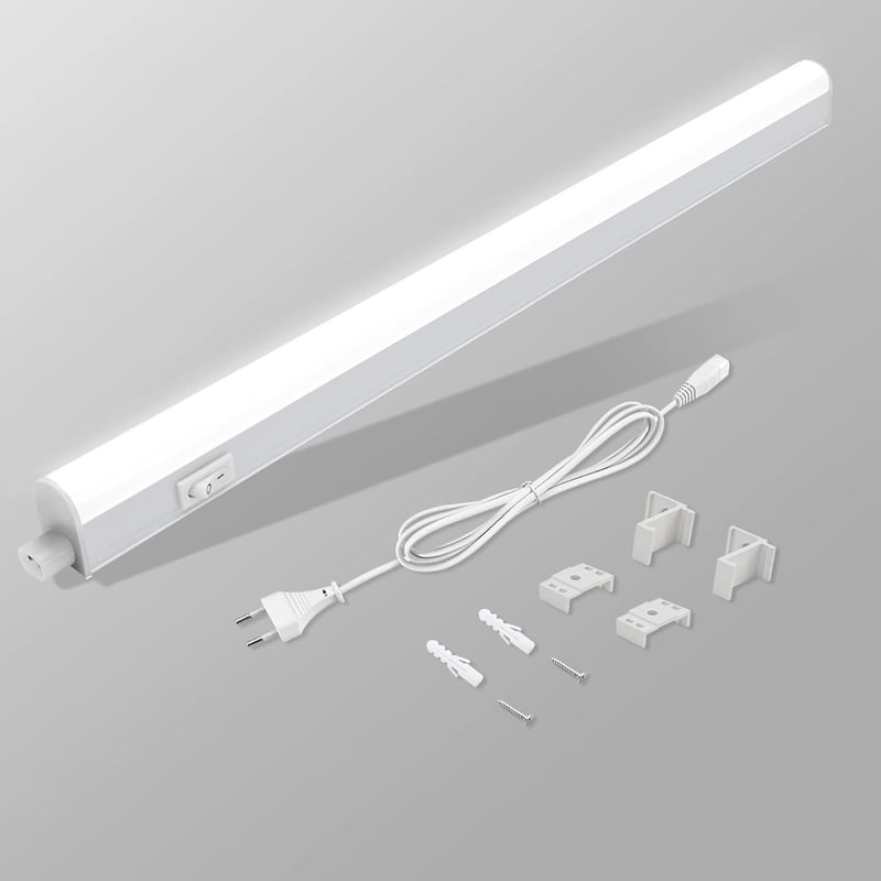 BOYIR bandă luminoasă LED sub mobilier cu întrerupător, 14W, 88,6 cm, 1400 lm, alb neutru 4000K, iluminat extensibil pentru dulapuri și rafturi