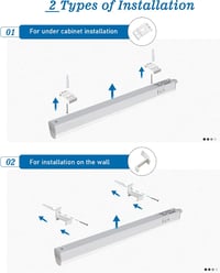 BOYIR bandă luminoasă LED sub mobilier cu întrerupător, 14W, 88,6 cm, 1400 lm, alb neutru 4000K, iluminat extensibil pentru dulapuri și rafturi 5