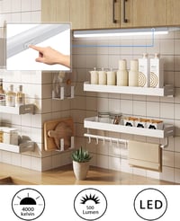 BOYIR bandă luminoasă LED sub mobilier cu întrerupător, 14W, 88,6 cm, 1400 lm, alb neutru 4000K, iluminat extensibil pentru dulapuri și rafturi 3