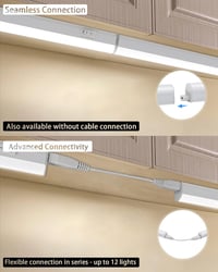 BOYIR bandă luminoasă LED sub mobilier cu întrerupător, 14W, 88,6 cm, 1400 lm, alb neutru 4000K, iluminat extensibil pentru dulapuri și rafturi 4