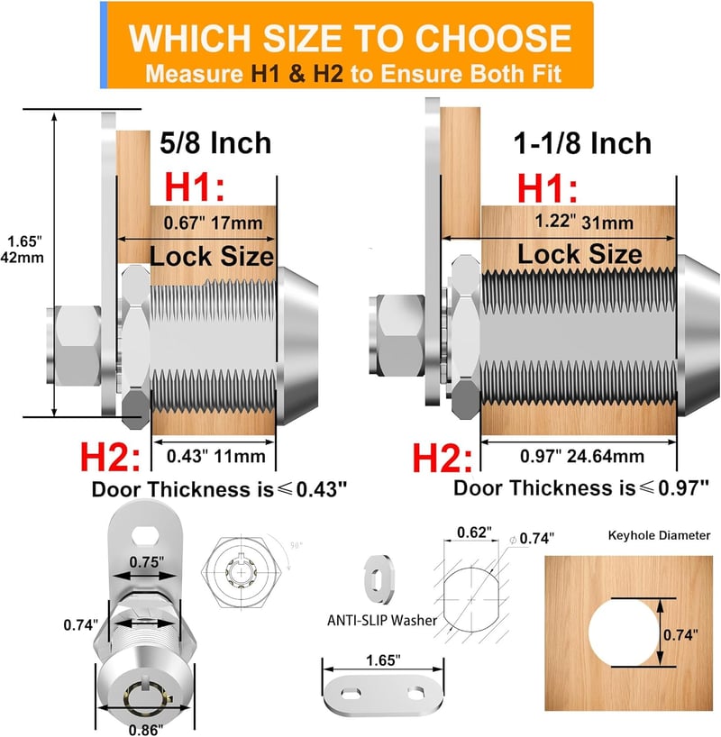 BOZXYE Cam Lock RV tárolóhoz, szekrényzárhoz, szerszámosládához - 5/8 hüvelyk