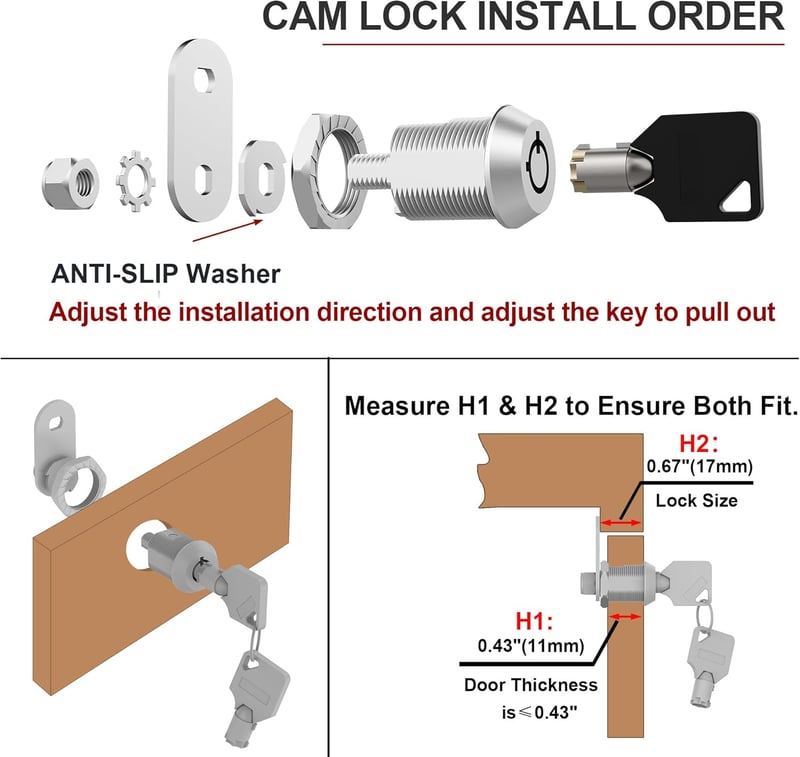 BOZXYE Cam Lock RV tárolóhoz, szekrényzárhoz, szerszámosládához - 5/8 hüvelyk