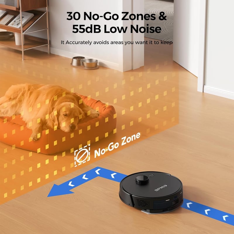 BPMIO Robotporszívó Ürítőállomással 5000Pa - 3in1 Felmosó Funkcióval, LiDAR Navigáció, 55dB Halk, WiFi/App/Alexa Vezérlés, 150 Perc Üzemidő
