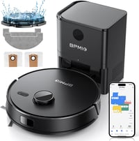 BPMIO Robotporszívó Ürítőállomással 5000Pa - 3in1 Felmosó Funkcióval, LiDAR Navigáció, 55dB Halk, WiFi/App/Alexa Vezérlés, 150 Perc Üzemidő 1