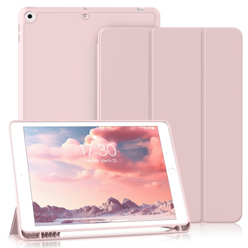 Obal na iPad BQDIYOO pre 9./8./7. generáciu 10,2" (modely 2021/2020/2019) – ružový, nárazuvzdorný ochranný kryt