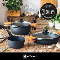 BRA Efficient nízky kastról s nepriľnavým povrchom, bez pokrievky, 45 cm, liaty hliník, na indukčnú varnú dosku 2