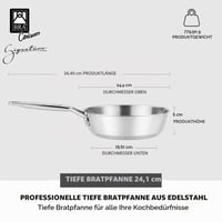 BRA Signature Mély Serpenyő 24 cm, 18/10 Rozsdamentes Acél, Indukciós Főzőlaphoz is Alkalmas 3