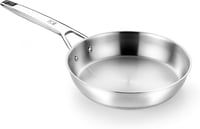 Set 3 tigăi BRA Signature din oțel inoxidabil (20-24-26 cm), inox 18/10, fără strat antiaderent, bază difuzoare triplă, compatibile cu inducție 8