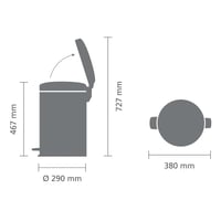 Brabantia 114106 Kanta za smeće na pedalu s plastičnom unutarnjom kantom, mat crna, 20 litara, čelik 6