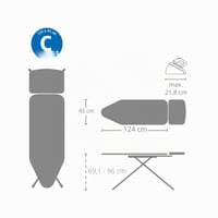 Široká žehliaca doska Brabantia 134746 Denim Black so stabilnou pracovnou plochou 7