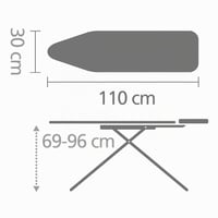 Žehliaca doska Brabantia 110x30 cm Denim Grey, poťah zo 100 % Fairtrade bavlny, nastaviteľná výška, odkladacia plocha na naparovaciu žehličku, detská poistka a zámok pri prenášaní 5