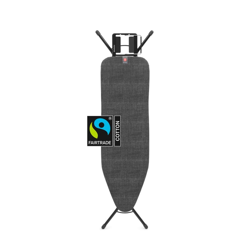 Žehliaca doska Brabantia veľkosť B 124x38 cm, pre naparovacie žehličky, Denim Black, pre pravákov aj ľavákov, extra stabilná