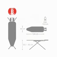 Žehliaca doska Brabantia veľkosť B 124x38 cm, pre naparovacie žehličky, Denim Black, pre pravákov aj ľavákov, extra stabilná 6