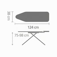Brabantia daska za glačanje tipa B za parne postaje, s izuzetno velikim metalnim postoljem, podesiva po visini, 124 x 38 cm, Denim Black 4
