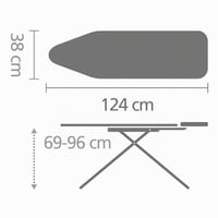 Brabantia B vasalódeszka 124x38 cm Denim Grey, 100% Fairtrade pamut huzat, 8 mm habszivacs réteg, dönthető, magasságállítható, összecsukható 5