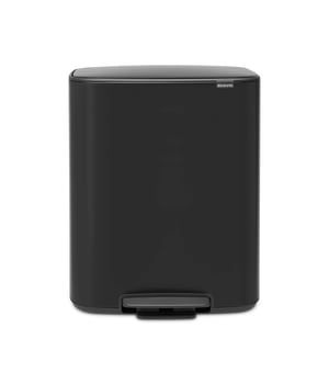 Brabantia Bo pedalna kanta za smeće 60 L mat crna s plastičnom unutarnjom kantom – kozmetičko oštećenje (stražnji dio udubljen) (stanje: vidi 2. sliku)