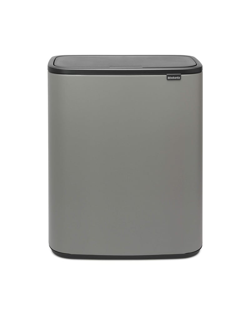 Odpadkový kôš do kuchyne Brabantia Bo Touch Bin 221460, 2x30 litrov s vnútornými vedrami, vyberateľné priehradky, minerálna betónová sivá, 60 l