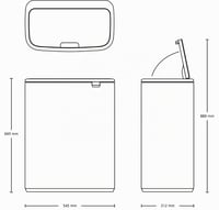 Odpadkový kôš do kuchyne Brabantia Bo Touch Bin 221460, 2x30 litrov s vnútornými vedrami, vyberateľné priehradky, minerálna betónová sivá, 60 l 8