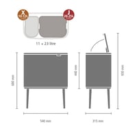 Odpadkový kôš Brabantia Bo Touch Bin 316203, 11+23 l, čierna nehrdzavejúca oceľ, pedálový kôš, 54x31,5x68 cm 3