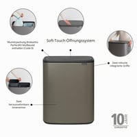 Brabantia Bo Touch Bin dvostruka kanta za smeće na pedalu s kapacitetom 2 x 30 L i poklopcem na dodir 2