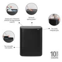 Brabantia Bo Touch Bin Érintésmentes Szemeteskuka, Matt Fekete, 2 x 30 L Belső Vödörrel 2