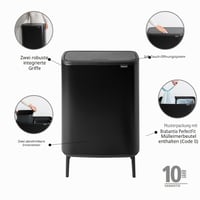 Brabantia Bo Touch Bin Hi dotykový kuchynský odpadkový kôš, matná čierna, s 2 x 30-litrovými vnútornými nádobami 2
