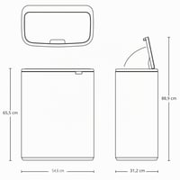 Odpadkový kôš Brabantia Bo Touch Bin na triedený odpad, bezdotykový, 60 l, biely, s vnútornými vedrami 9